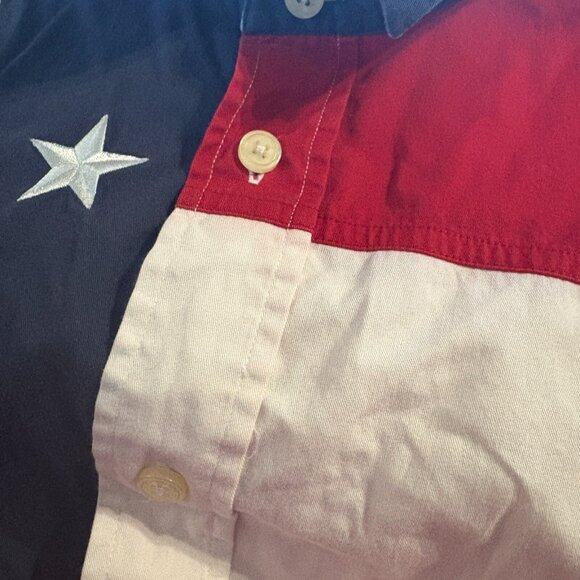 VTG Tommy Hilfiger American Flag Button Shirt USA Patriotic Stars Stripes Size L - Picture 5 of 13